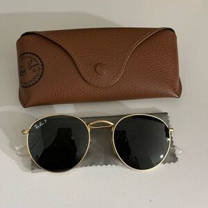 Ray-Ban Gold and Black Round Sunglasses
